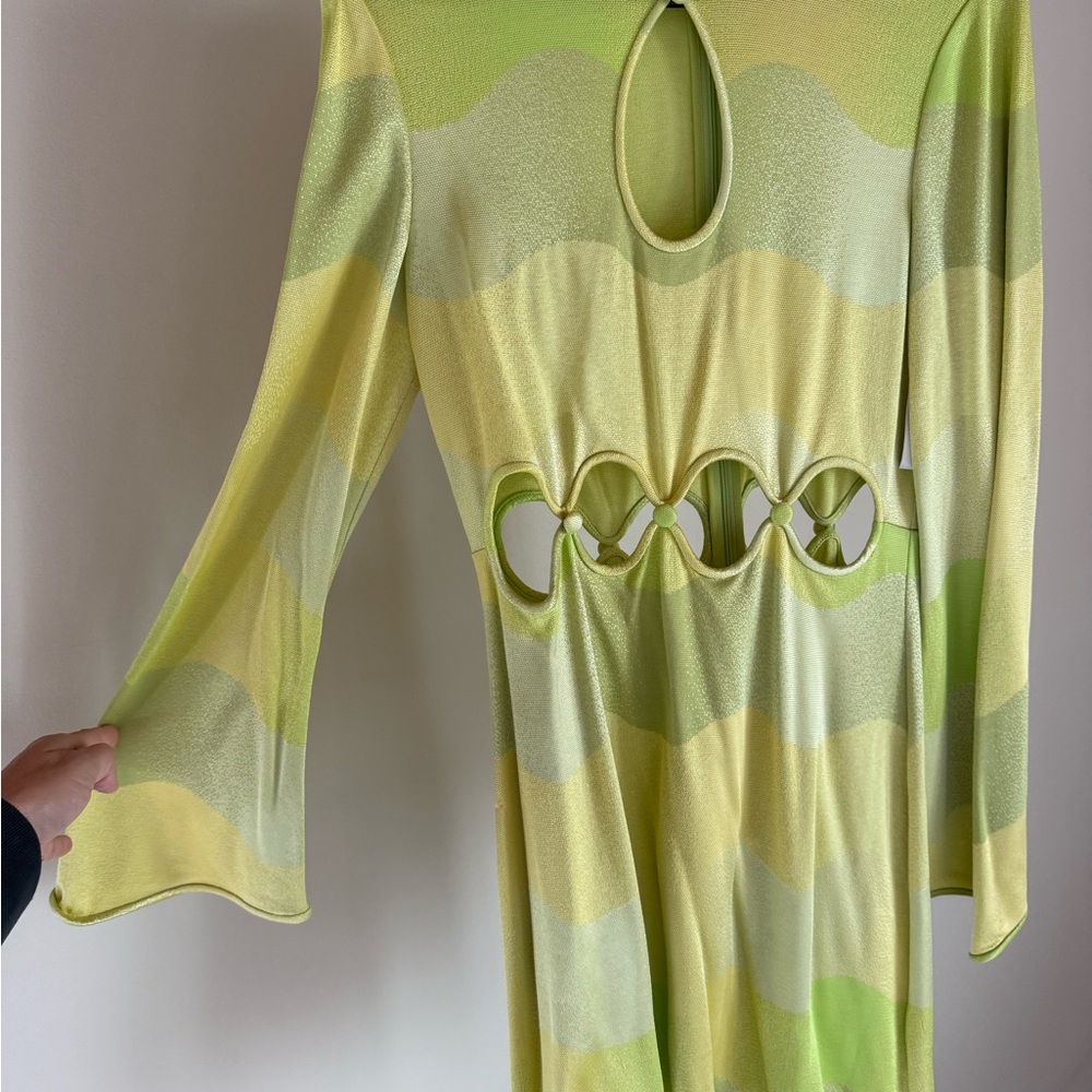 Alexis Lime and Yellow Long Sleeve Cutout Maxi Dress